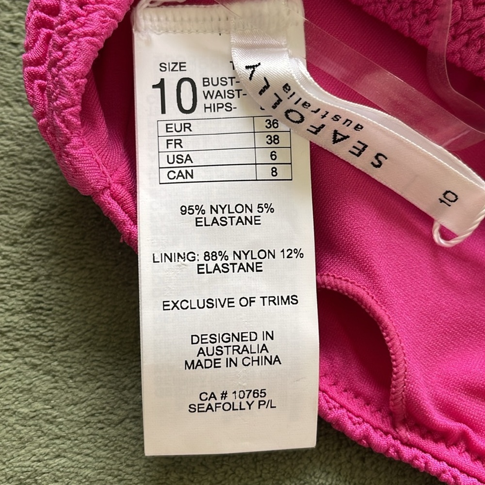 Seafolly Australia Sea Dive One-Shoulder Bikini Top (size 10; US size 6) NWT - Picture 4 of 6